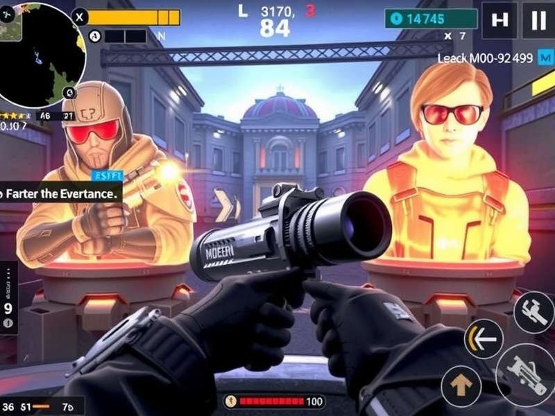 FPS Strike Ops Modern Arena gameplay screenshot showing intense action