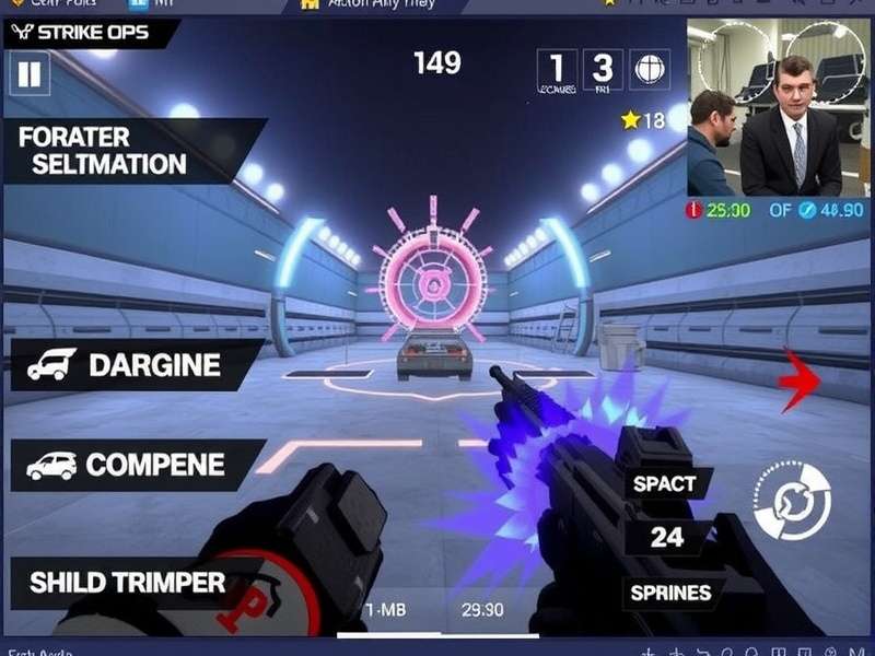 FPS Strike Ops Modern Arena gameplay screenshot showing intense PvP combat on a mobile device
