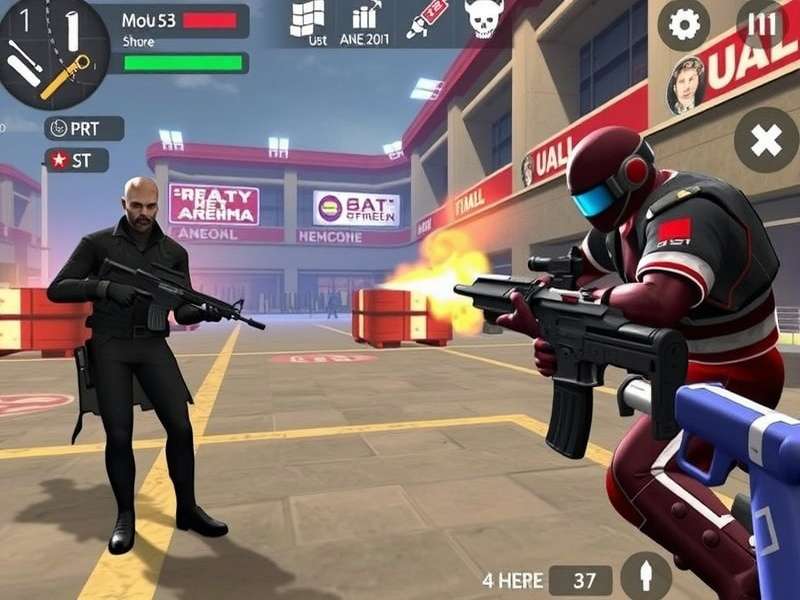 FPS Strike Ops Modern Arena gameplay screenshot showing intense combat