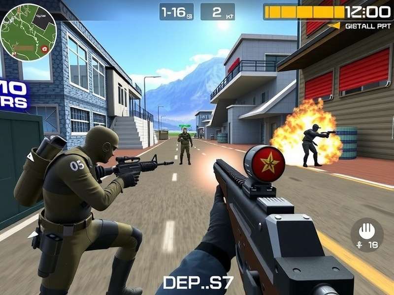 FPS Strike Ops Modern Arena intense battle scene with advanced weapons