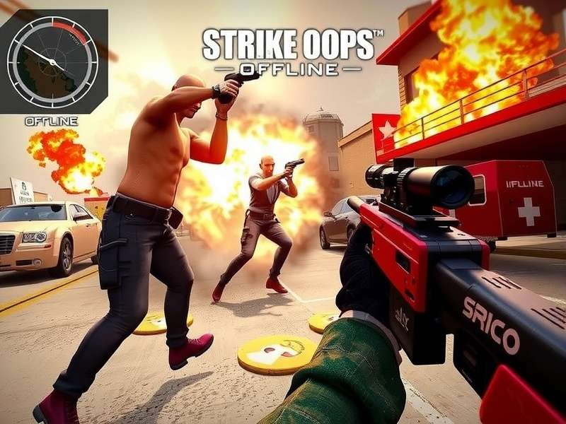 Fps Strike Ops Modern Arena gameplay screenshot showing 5v5 offline action