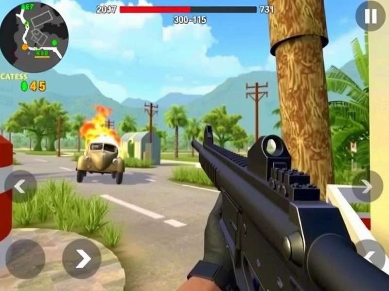 FPS Strike Ops gameplay action screenshot showing unlimited money and diamond interface
