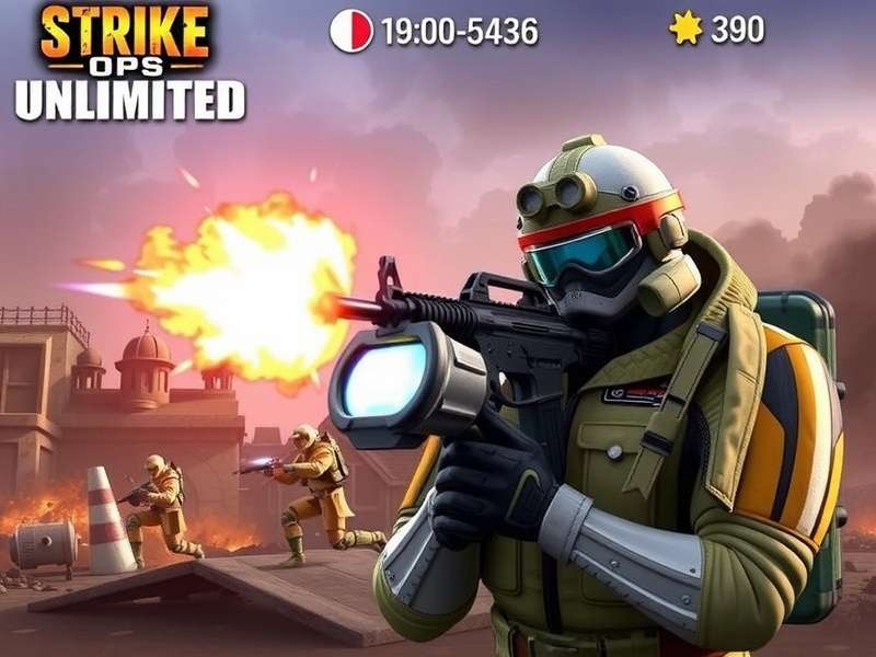 Fps Strike Ops Unlimited Money Apk gameplay screenshot showing modern arena combat