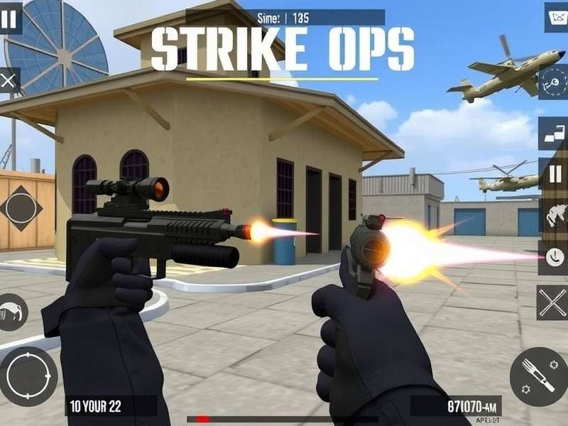 Fps Strike Ops Unlimited Money Mod Apk gameplay banner showing modern arena combat with unlimited resources