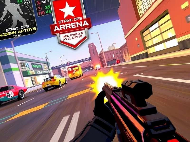 FPS Strike Ops Modern Arena gameplay review banner featuring multiplayer action in Indian style