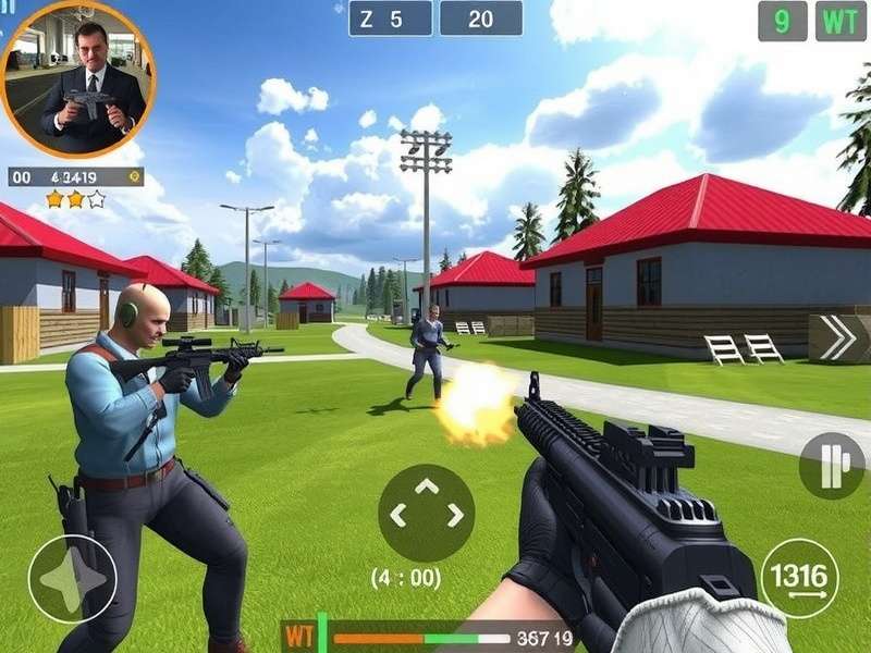 Fps Strike Ops Modern Apk gameplay banner showing intense combat arena