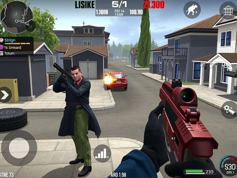 FPS Strike Ops Modern Arena gameplay screenshot showing Mumbai Docks map with 5v5 combat